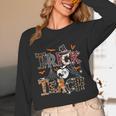 Fall Holiday Themed Thanksgiving Halloween Teacher Trick Or Unisex Long Sleeve T-Shirt, funny design