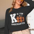 Fall Kindergarten Teacher K Is For Buffalo Plaid Pumpkin Unisex Long Sleeve T-Shirt, funny design
