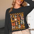 Fall In Love With Music Groovy Thanksgiving Music Teacher Men Women Girls Kids Unisex Long Sleeve T-Shirt, funny design Fall In Love With Music Groovy Thanksgiving Music Teacher Men Women Girls Kids Unisex Long Sleeve T-Shirt, funny design
