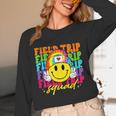 Field Trip Squad Groovy Field Day Smile Face Teacher Tie Dye Unisex Long Sleeve T-Shirt, funny design