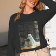 Ghost Library Halloween Book Reading Books Lover Teacher Unisex Long Sleeve T-Shirt, funny design