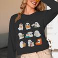 Ghost Reading Teacher Halloween Librarian Book Lover School Unisex Long Sleeve T-Shirt, funny design