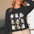 Halloween Ghost Music Teacher Playing Instruments Unisex Long Sleeve T-Shirt, funny design