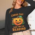 Halloween Teacher Librarian Pumpkin Reading Books Men Women Kids Unisex Long Sleeve T-Shirt, funny design