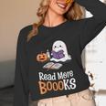 Halloween Teacher Women Cute Reading Ghost Read More Books Unisex Long Sleeve T-Shirt, funny design