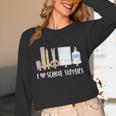 I Love School Supplies Teacher Shirt Unisex Long Sleeve T-Shirt, funny design