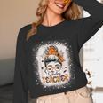 Messy Bun Spooky Teacher Bleached Halloween Teachers Unisex Long Sleeve T-Shirt, funny design Messy Bun Spooky Teacher Bleached Halloween Teachers Unisex Long Sleeve T-Shirt, funny design