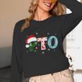 PTO Santa Hat Reindeer Parent Teacher Organization Christmas Unisex Long Sleeve T-Shirt, funny design