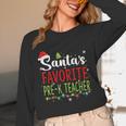 Santa's Favorite Pre-K Teacher Christmas Santa Hat Lights For Men Women Kids Unisex Long Sleeve T-Shirt, funny design