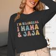 Spanish Teacher Groovy I'm Bilingual I Haha And Jaja Unisex Long Sleeve T-Shirt, funny design
