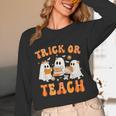 Teacher Halloween Trick Or Teach Retro Groovy Floral Ghost Unisex Long Sleeve T-Shirt, funny design Teacher Halloween Trick Or Teach Retro Groovy Floral Ghost Unisex Long Sleeve T-Shirt, funny design