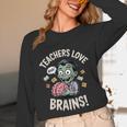 Teachers Love Brains Shirt Men Women Teacher Halloween Unisex Long Sleeve T-Shirt, funny design