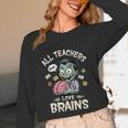 Teachers Love Brains Tee-Shirt Men Women Halloween Teacher Unisex Long Sleeve T-Shirt, funny design
