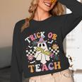 Trick Or Teach Groovy Teacher Halloween Retro Teacher Ghost Unisex Long Sleeve T-Shirt, funny design Trick Or Teach Groovy Teacher Halloween Retro Teacher Ghost Unisex Long Sleeve T-Shirt, funny design