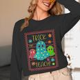 Trick Or Teach Neon Ghost Flower Teacher Spooky Halloween Unisex Long Sleeve T-Shirt, funny design