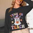 Trick Or Teach Teacher Groovy Ghost Halloween Teacher Unisex Long Sleeve T-Shirt, funny design