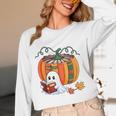 Fall Book Pumpkin Books Ghost Reading Halloween Teacher Unisex Long Sleeve T-Shirt, funny design