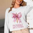 I'm Literally Just a Teacher Pencil Coquette Bow School Unisex Long Sleeve T-Shirt, funny design