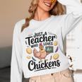 Just a Teacher Who Loves Chickens Chicken Farm Animal Lover Unisex Long Sleeve T-Shirt, funny design