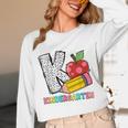 K Is For Kindergarten Teacher Pencil Apple Back To School Unisex Long Sleeve T-Shirt, funny design K Is For Kindergarten Teacher Pencil Apple Back To School Unisex Long Sleeve T-Shirt, funny design