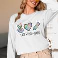 Peace Love Learn Tie Dye Teacher Kids 100th Days Of School Unisex Long Sleeve T-Shirt, funny design Peace Love Learn Tie Dye Teacher Kids 100th Days Of School Unisex Long Sleeve T-Shirt, funny design