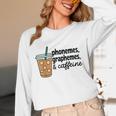 Phonemes Graphemes And Caffeine Coffee Teacher Appreciation Unisex Long Sleeve T-Shirt, funny design Phonemes Graphemes And Caffeine Coffee Teacher Appreciation Unisex Long Sleeve T-Shirt, funny design