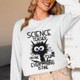 Science Teacher Appreciation Merch -Adults -Youth Grey Classic Fit Modern Science Theme Cartoon Unisex Long Sleeve T-Shirt, funny design