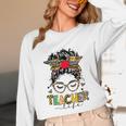 Teacher Life Messy Bun Glasses Leopard Sunflower Unisex Long Sleeve T-Shirt, funny design Teacher Life Messy Bun Glasses Leopard Sunflower Unisex Long Sleeve T-Shirt, funny design
