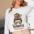Thanksgiving Shirt Teacher Women Messy Bun Thankful Teacher Unisex Long Sleeve T-Shirt, funny design Thanksgiving Shirt Teacher Women Messy Bun Thankful Teacher Unisex Long Sleeve T-Shirt, funny design