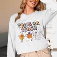 Trick Or Teach Candy Corn Pumpkin Ghost Teacher Unisex Long Sleeve T-Shirt, funny design