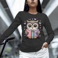 Cute Reading Owl Book Lover Teacher Librarian Bookworm Unisex Long Sleeve T-Shirt, novelty gifts, funny gifts
