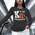 Fall Kindergarten Teacher K Is For Buffalo Plaid Pumpkin Unisex Long Sleeve T-Shirt, novelty gifts, funny gifts