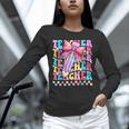 Groovy Teacher Cute Coquette Bow Flower Retro Back To School Unisex Long Sleeve T-Shirt, novelty gifts, funny gifts