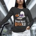Halloween Teacher Women Cute Reading Ghost Read More Books Unisex Long Sleeve T-Shirt, novelty gifts, funny gifts
