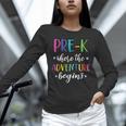 Pre-K Teacher Adventure Begins First Day Preschool Teachers Unisex Long Sleeve T-Shirt, novelty gifts, funny gifts Pre-K Teacher Adventure Begins First Day Preschool Teachers Unisex Long Sleeve T-Shirt, novelty gifts, funny gifts