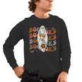 Booooks Ghost Halloween Groovy Vintage Teacher Book Reading Men's Long Sleeve T-Shirt, trending gift