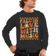 Fall In Love With Music Groovy Thanksgiving Music Teacher Men Women Girls Kids Men's Long Sleeve T-Shirt, trending gift