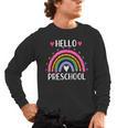 Hello Preschool Teacher Student Girls Rainbow Back To School Men's Long Sleeve T-Shirt, trending gift Hello Preschool Teacher Student Girls Rainbow Back To School Men's Long Sleeve T-Shirt, trending gift