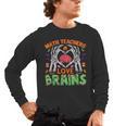 Math Teacher Love Brain Heart Skeleton Hand Zombie Halloween Men's Long Sleeve T-Shirt, trending gift