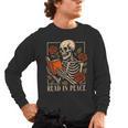Read In Peace Skeleton Reading Book Halloween Teacher Men's Long Sleeve T-Shirt, trending gift Read In Peace Skeleton Reading Book Halloween Teacher Men's Long Sleeve T-Shirt, trending gift