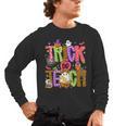 Retro Trick Or Teach Leopard Ghost Halloween Spooky Teacher Men's Long Sleeve T-Shirt, trending gift Retro Trick Or Teach Leopard Ghost Halloween Spooky Teacher Men's Long Sleeve T-Shirt, trending gift
