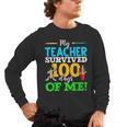 My Teacher Survived 100 Days Of Me Dab 100 Days Of School For Men Women Kids Men's Long Sleeve T-Shirt, trending gift My Teacher Survived 100 Days Of Me Dab 100 Days Of School For Men Women Kids Men's Long Sleeve T-Shirt, trending gift