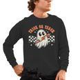Trick Or Teach Groovy Retro Ghost Halloween Teacher Kids Men's Long Sleeve T-Shirt, trending gift