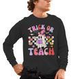 Trick Or Teach Halloween Teacher Floral Ghost Groovy Men's Long Sleeve T-Shirt, trending gift