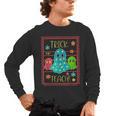 Trick Or Teach Neon Ghost Flower Teacher Spooky Halloween Men's Long Sleeve T-Shirt, trending gift