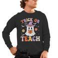 Trick Or Teach Teacher Groovy Ghost Halloween Teacher Men's Long Sleeve T-Shirt, trending gift