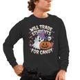 Will Trade Students For Candy Halloween Teacher Men's Long Sleeve T-Shirt, trending gift