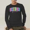 Back To School Neon Checkered Second Grade Colorful Teacher Men's Long Sleeve T-Shirt, funny gift