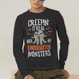 Creepin It Real Kindergarten Monsters Halloween Teacher Men's Long Sleeve T-Shirt, funny gift