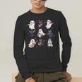 Cute Ghost Cat Playing Musical Halloween Music Teacher Men's Long Sleeve T-Shirt, funny gift